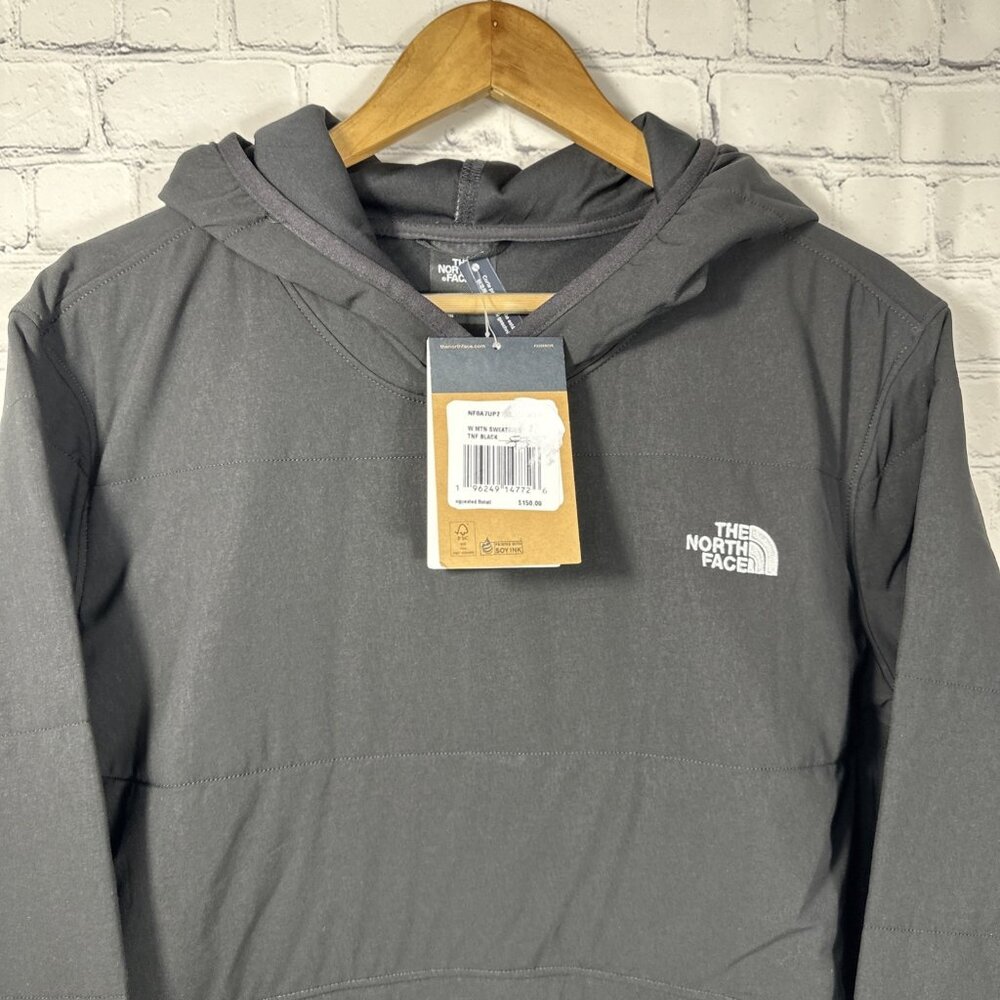 NEW The North Face Women Mountain Sweatshirt Pullover XL Black Pockets Hood - Picture 3 of 12